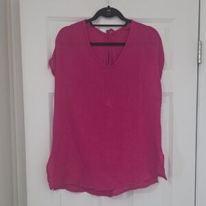 Kona Sol Fuchsia V-Neck Blouse